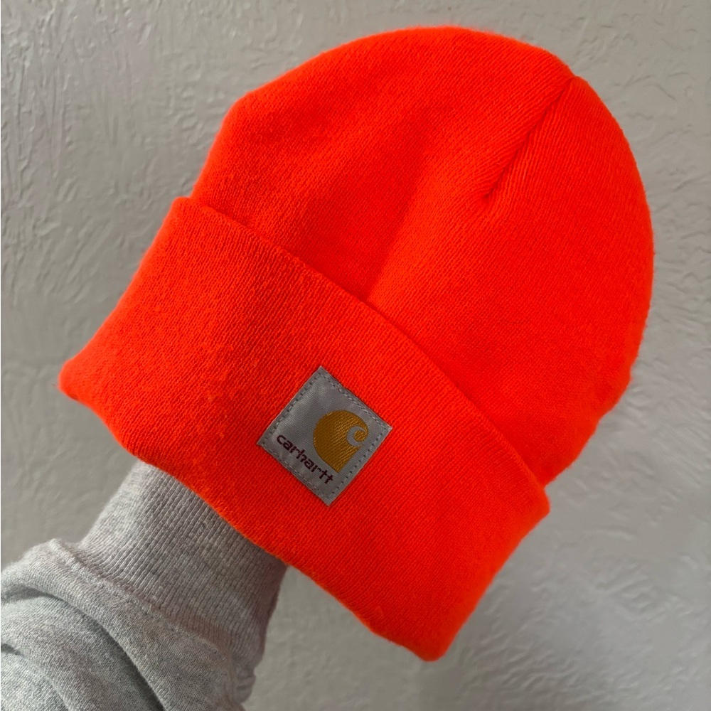 Carhartt Bright Hunter Orange Fleece Beanie Youth OS